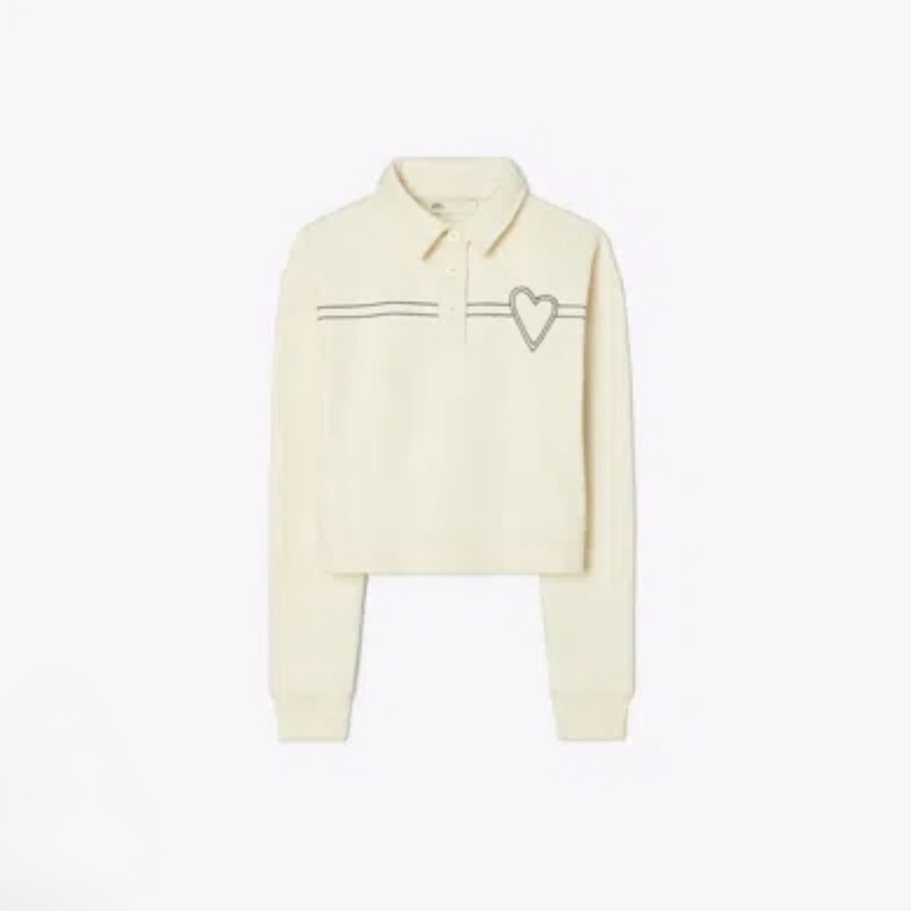 NWT Tory Burch Heart Pickstitch Cotton Polo